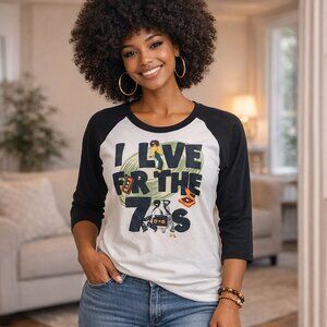 NWT - Large raglan 70s shirt.  1970s. 70s party. Boombox. Casual